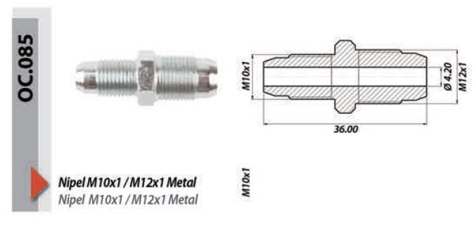 Перехідник з'єднувальний з редуктора на клапан газу M10x1/M12x1 (OC.085)